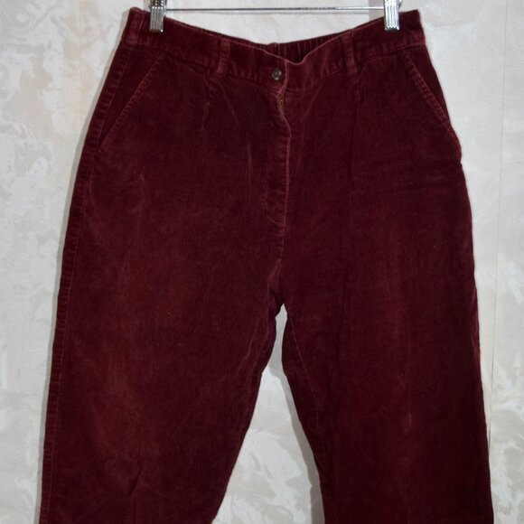 L.L. Bean Pants - Vintage L.L. Bean Maroon Corduroy Pants | High-Rise Relaxed Fit | Size 12